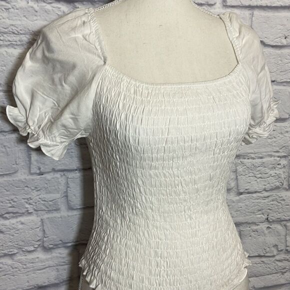 Urban Romantics Cropped Short Sleeve Peasant Top Size Extra Small - Picture 3 of 8